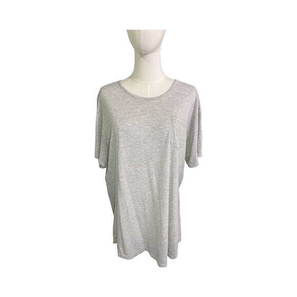 Marine Layer Gray Striped Pocket Tee Shirt Women’s Size L Fair Condition - Picture 1 of 8